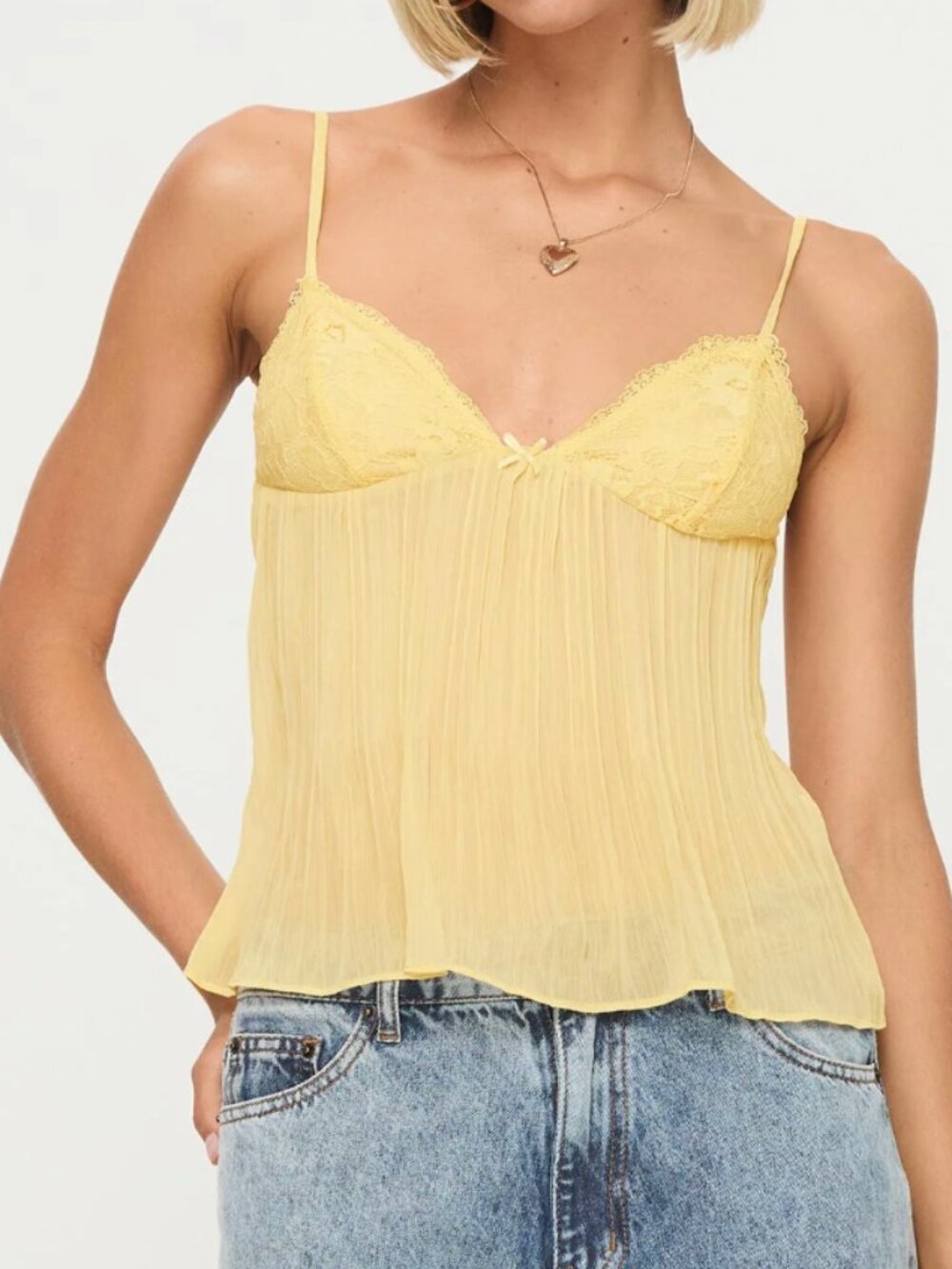 Princess Polly Zami Pleat Top Lemon